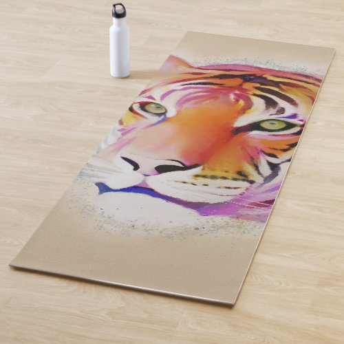 Beautiful Colorful Tiger Watercolor painting Yoga Mat