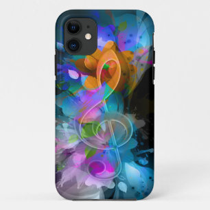 Beautiful Colorful Treble Clef Flower Leaves Paint iPhone 11 Case