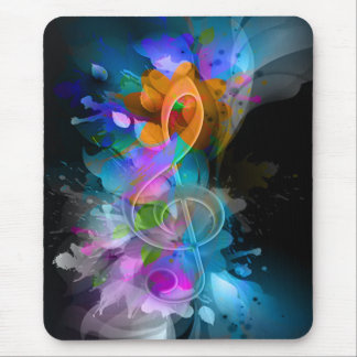 Beautiful Colorful Treble Clef Flower Leaves Paint Mouse Pad