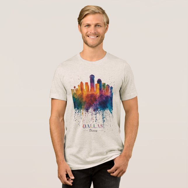 Beautiful Colorful Tribute to Dallas Texas Tri-Blend Shirt (Front Full)