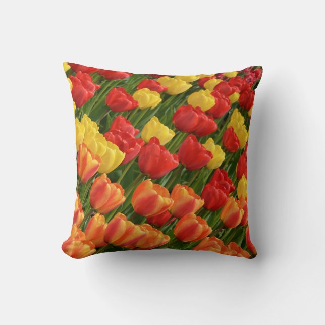 Beautiful colorful tulip print pillow (Front)