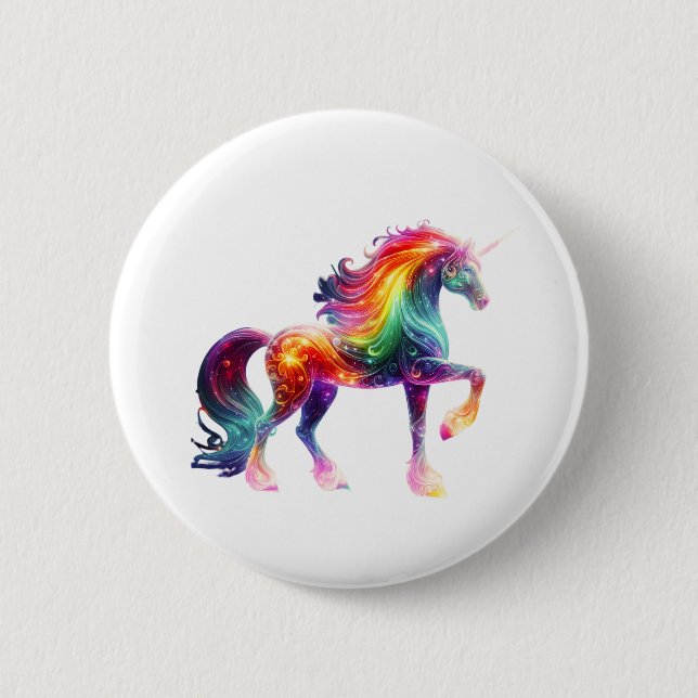 Beautiful Colorful Unicorn  Button (Front)