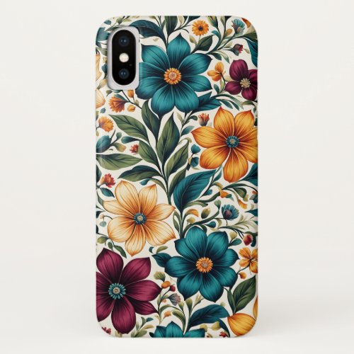 Beautiful Colorful Vibrant Spring Floral Pattern iPhone X Case
