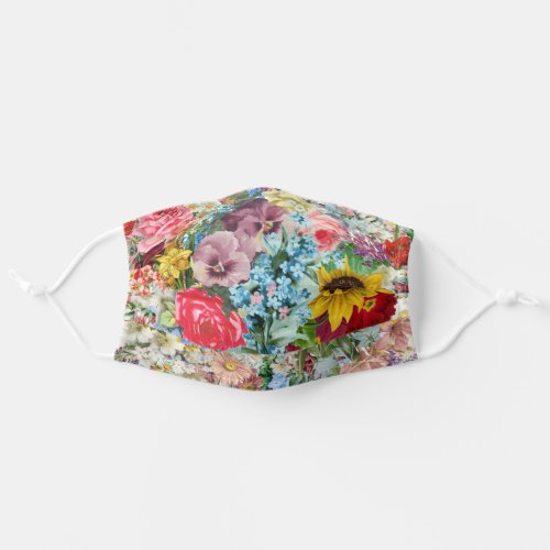 Beautiful Colorful Vintage Floral Flower pattern Adult Cloth Face Mask