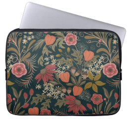 Beautiful colorful vintage floral pattern laptop sleeve