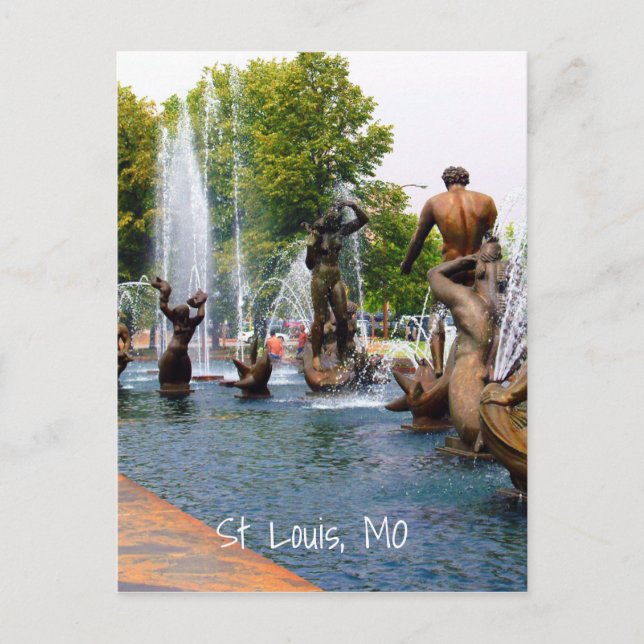 Beautiful Colorful Water Sculpture Fountains Photo Postcard (Front)