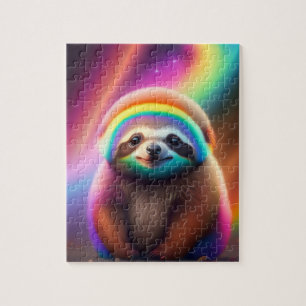 Beautiful Colorful Watercolor Baby Sloth Jigsaw Puzzle