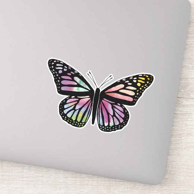 Beautiful Colorful Watercolor Butterfly Sticker (Detail)
