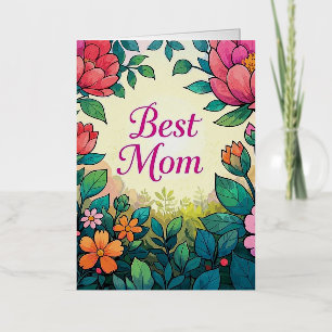 Beautiful Colorful Watercolor Floral Flowers  Foil Greeting Card