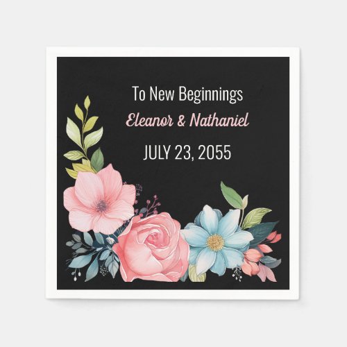 Beautiful Colorful Watercolor Floral Wedding Napkins