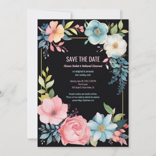 Beautiful Colorful Watercolor Floral Wedding Save The Date