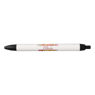 Beautiful colorful watercolor flower bouquet pen