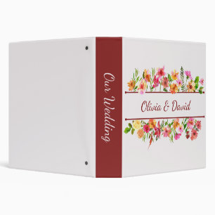 Beautiful colorful watercolor flowers 3 ring binder