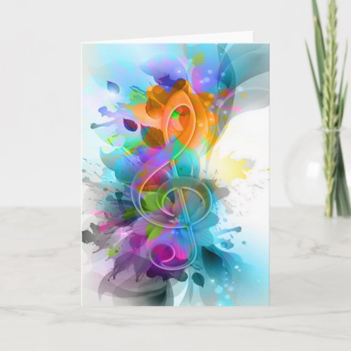 Beautiful Colorful Watercolor Splatter Music note Card