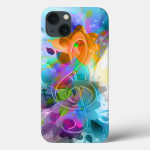 Beautiful Colorful Watercolor Splatter Music note iPhone 13 Case