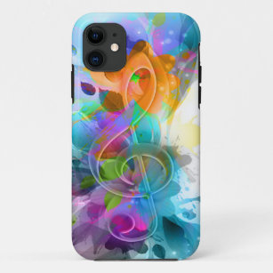 Beautiful Colorful Watercolor Splatter Music note iPhone 11 Case