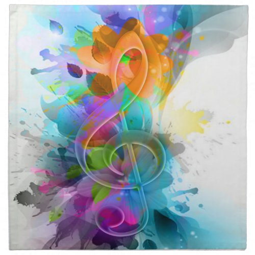 Beautiful Colorful Watercolor Splatter Music note Cloth Napkin