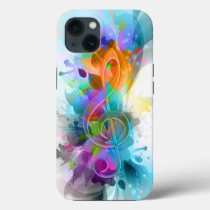 Beautiful Colorful Watercolor Splatter Music note iPhone 13 Case