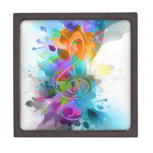 Beautiful Colorful Watercolor Splatter Music note Keepsake Box