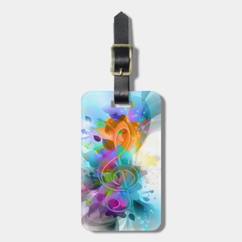 Beautiful Colorful Watercolor Splatter Music note Luggage Tag