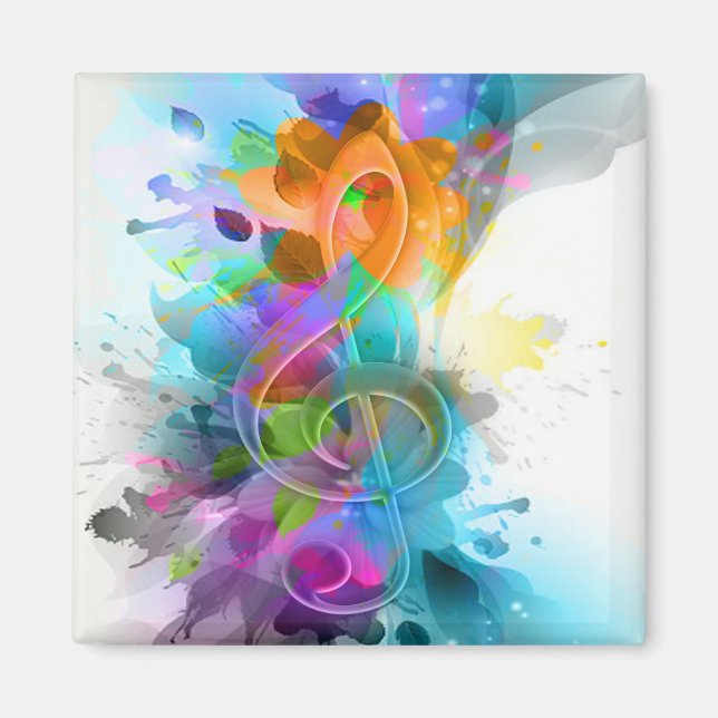 Beautiful Colorful Watercolor Splatter Music note Magnet (Front)