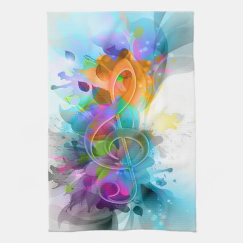 Beautiful Colorful Watercolor Splatter Music note Towel