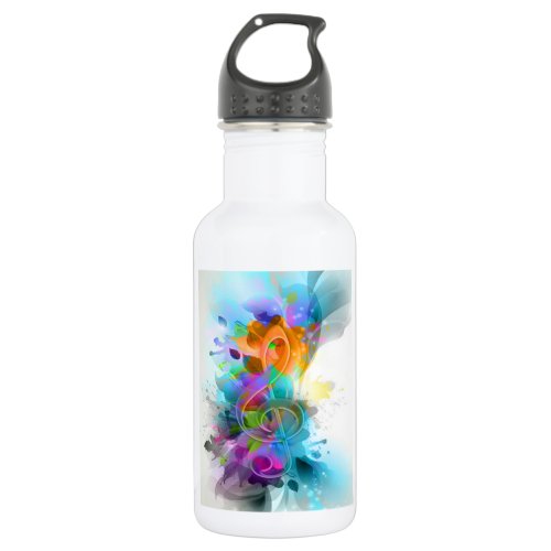 Beautiful Colorful Watercolor Splatter Music note Water Bottle