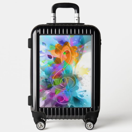 Beautiful Colorful Watercolor Treble Clef Music Luggage