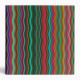Beautiful Colorful Wavy Stripe Pattern 3 Ring Binder