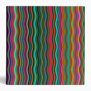 Beautiful Colorful Wavy Stripe Pattern 3 Ring Binder