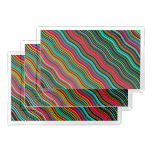 Beautiful Colorful Wavy Stripe Pattern Acrylic Tray