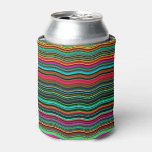 Beautiful Colorful Wavy Stripe Pattern Can Cooler