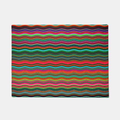 Beautiful Colorful Wavy Stripe Pattern Doormat