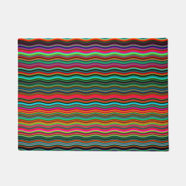 Beautiful Colorful Wavy Stripe Pattern Doormat (Front)