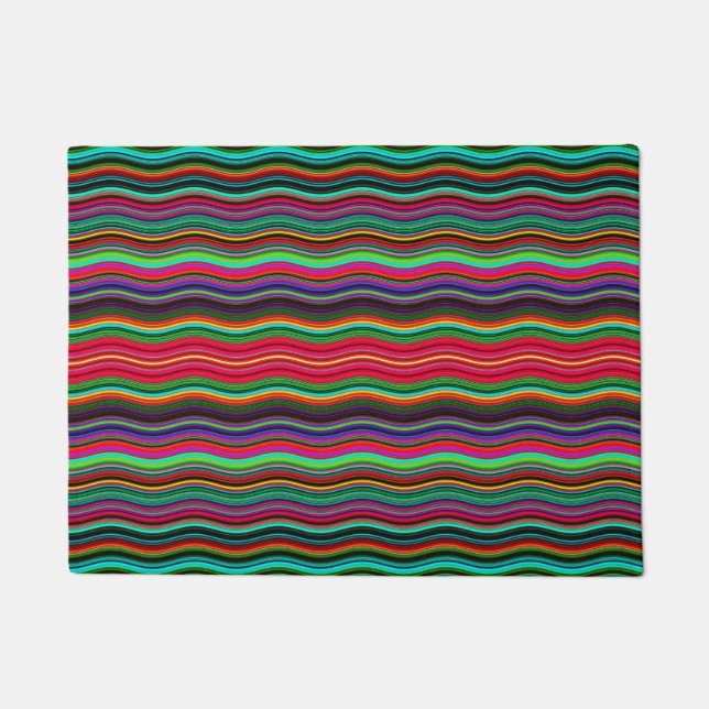 Beautiful Colorful Wavy Stripe Pattern Doormat (Front)