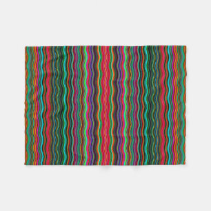 Beautiful Colorful Wavy Stripe Pattern Fleece Blanket