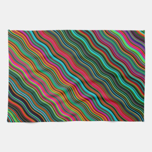 Beautiful Colorful Wavy Stripe Pattern Kitchen Towel