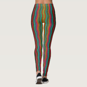 Beautiful Colorful Wavy Stripe Pattern Leggings