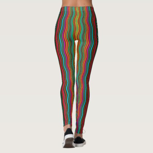 Beautiful Colorful Wavy Stripe Pattern Leggings