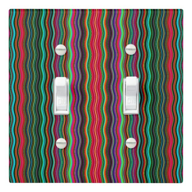 Beautiful Colorful Wavy Stripe Pattern Light Switch Cover (In Situ)