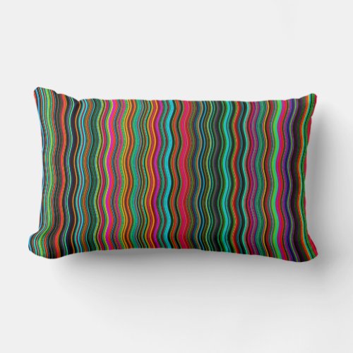 Beautiful Colorful Wavy Stripe Pattern Lumbar Pillow