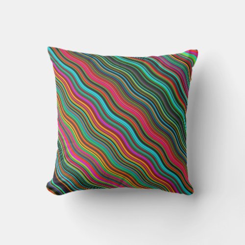 Beautiful Colorful Wavy Stripe Pattern Outdoor Pillow