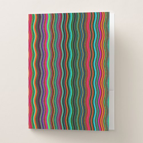 Beautiful Colorful Wavy Stripe Pattern Pocket Folder