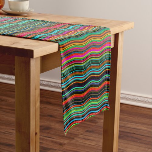 Beautiful Colorful Wavy Stripe Pattern Short Table Runner