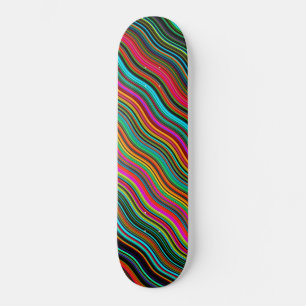 Beautiful Colorful Wavy Stripe Pattern Skateboard