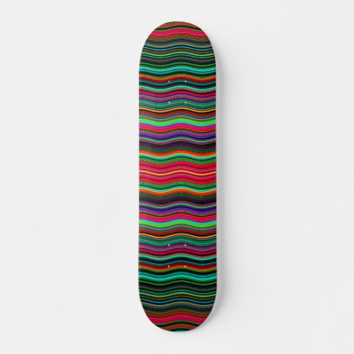 Beautiful Colorful Wavy Stripe Pattern Skateboard Deck