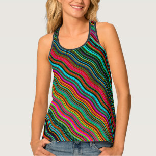 Beautiful Colorful Wavy Stripe Pattern Tank Top