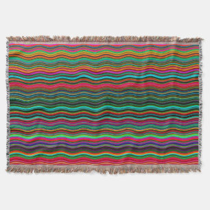 Beautiful Colorful Wavy Stripe Pattern Throw Blanket