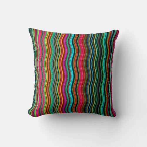 Beautiful Colorful Wavy Stripe Pattern Throw Pillow