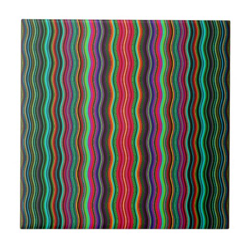 Beautiful Colorful Wavy Stripe Pattern Tile